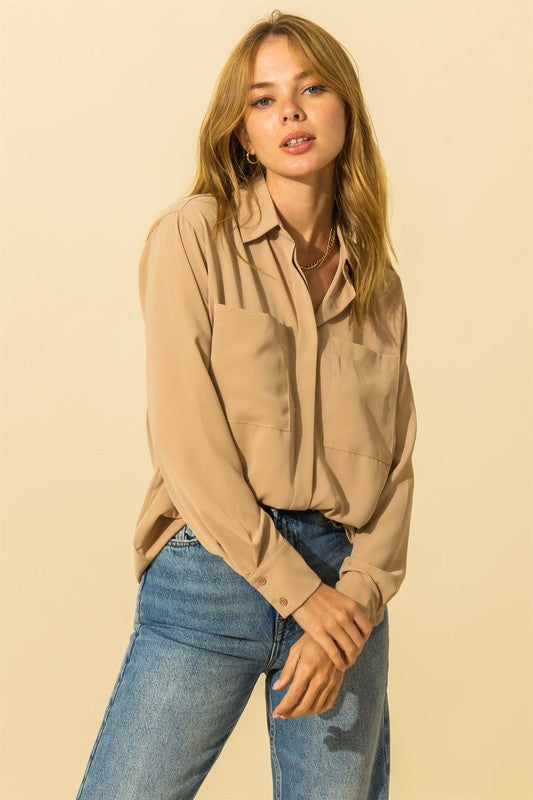 Solid Button Down Top