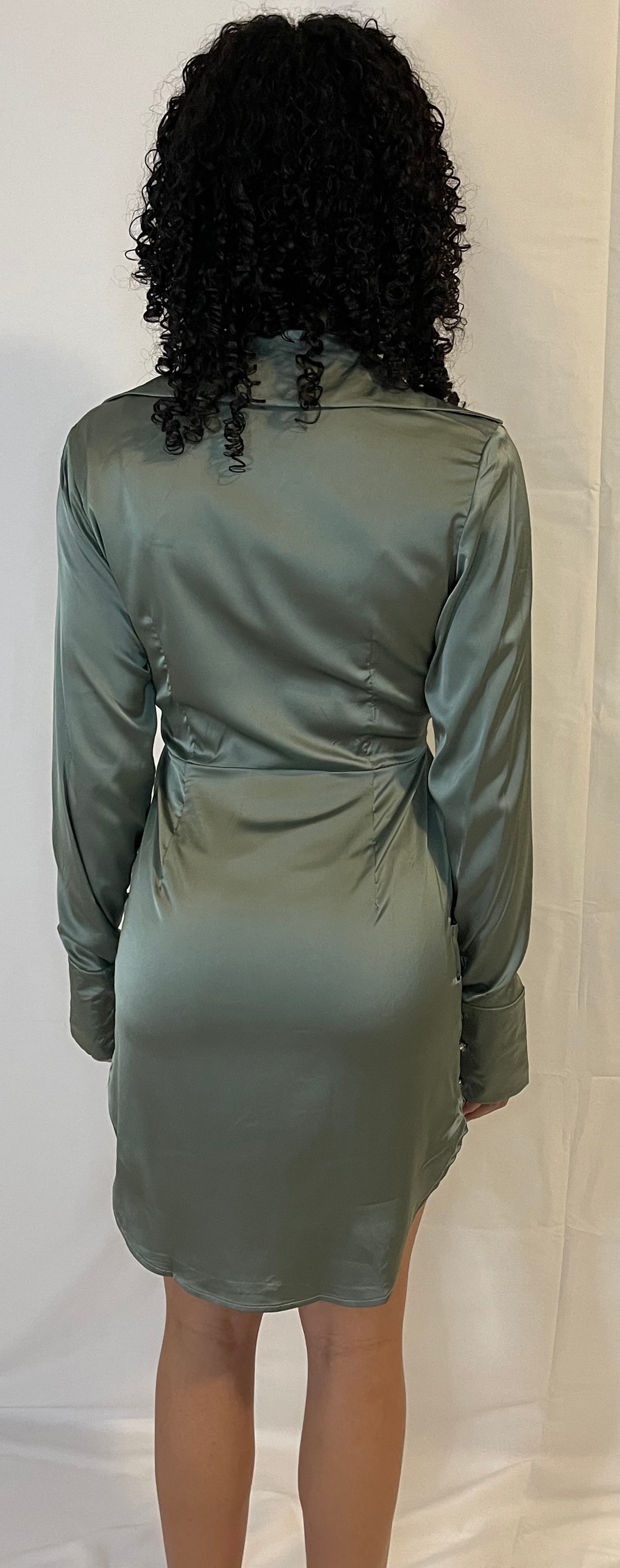 Sage Satin Dress